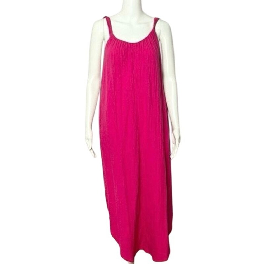 Old Navy Women's Pink Gauze Cami Midi Dress Tie Back Size Small - Picture 3 of 7